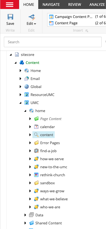 Content Editor File Tree