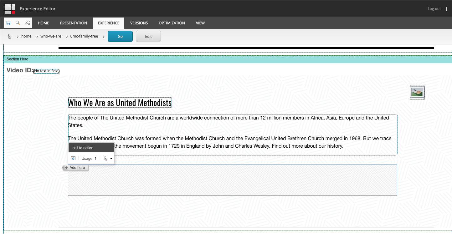Section Hero: Add Call to Action button