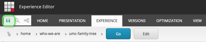 Experience Editor: Save